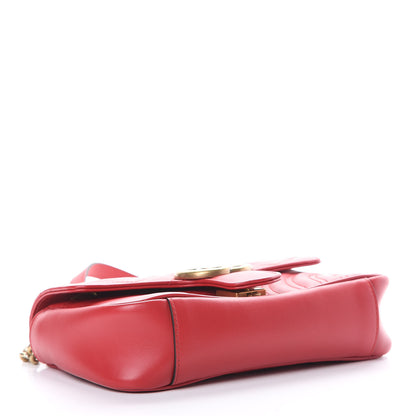Gucci Calfskin Matelasse Mini GG Marmont Shoulder Bag Hibiscus Red 3 of 9
