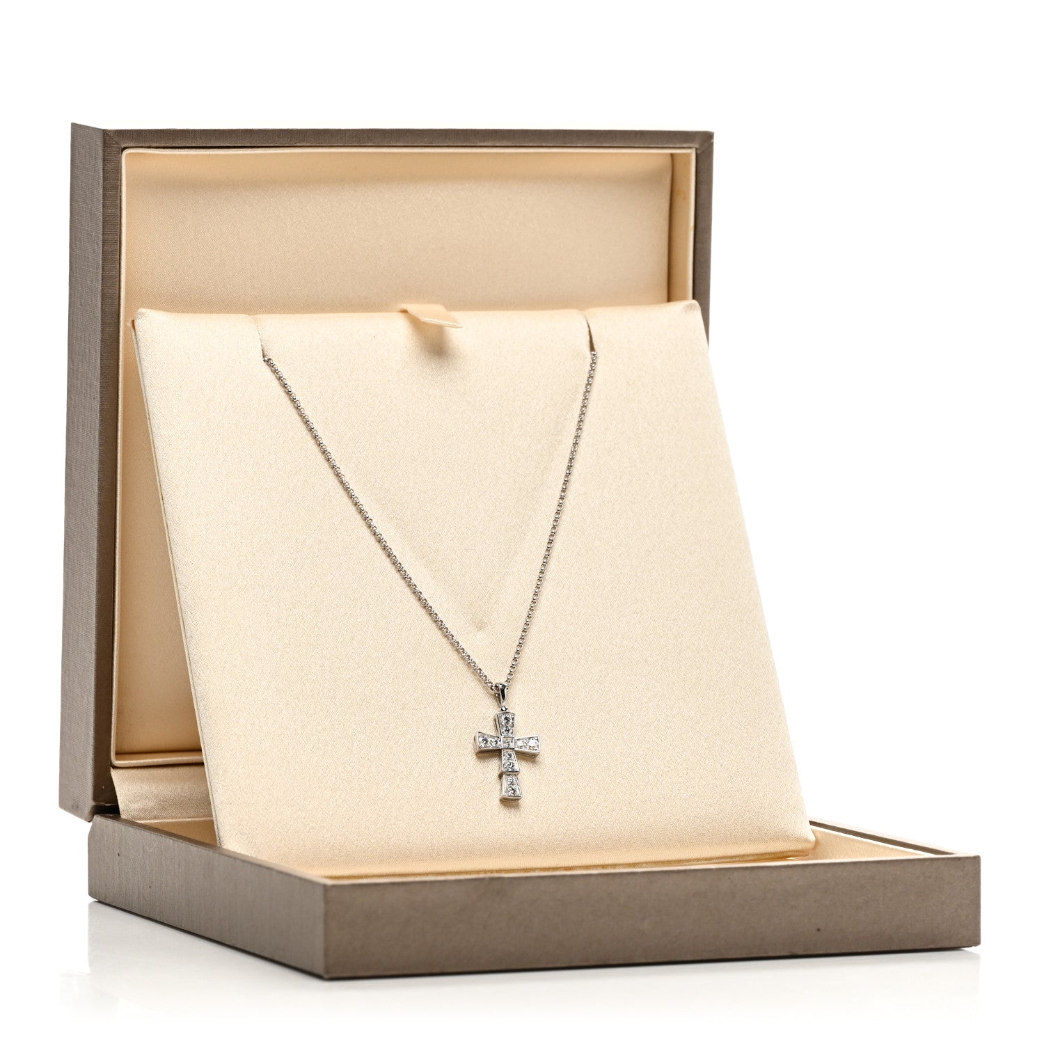 Bulgari 18K White Gold Diamond Croce Cross Pendant Necklace 5 of 5