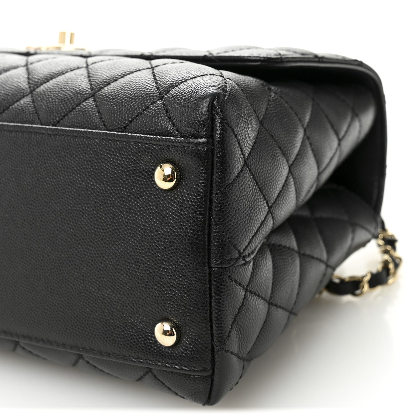 Caviar Quilted Small Coco Handle Flap Black