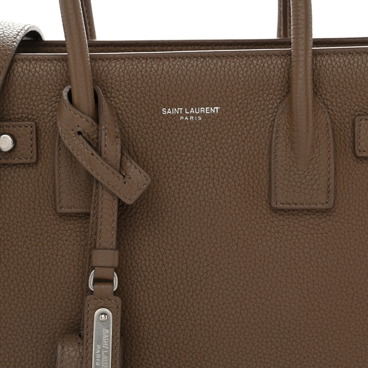 Saint Laurent Grained Calfskin Baby Sac De Jour Souple Taupe 8 of 10