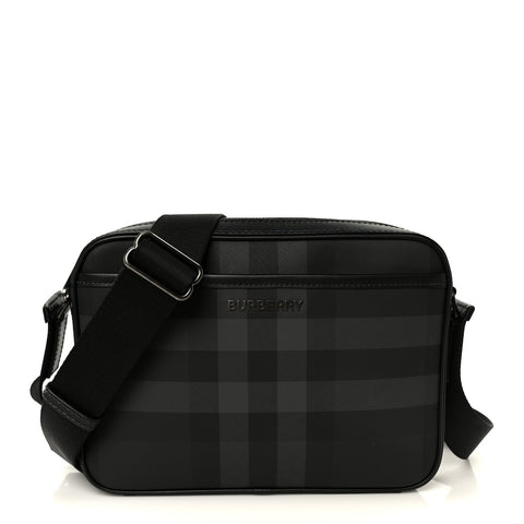 Coated Canvas Calfskin Check Muswell Bag Charcoal