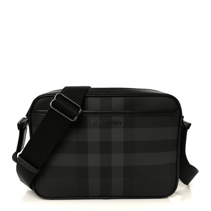 Burberry Coated Canvas Calfskin Check Muswell Bag Charcoal 1 of 11