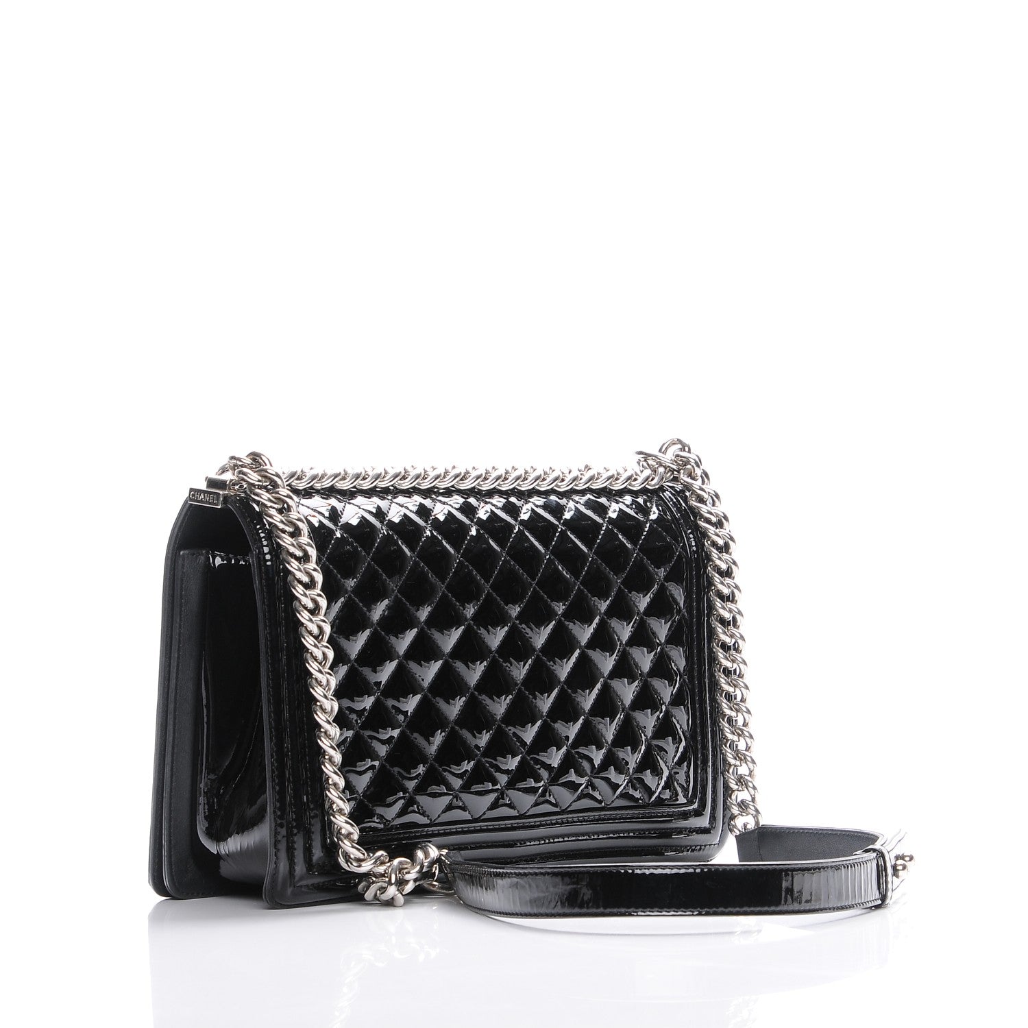 Chanel Patent Calfskin Quilted New Medium Plexiglass Boy Flap Black 3 of 7