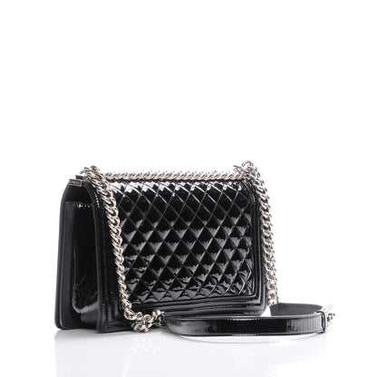 Chanel Patent Calfskin Quilted New Medium Plexiglass Boy Flap Black 3 of 7