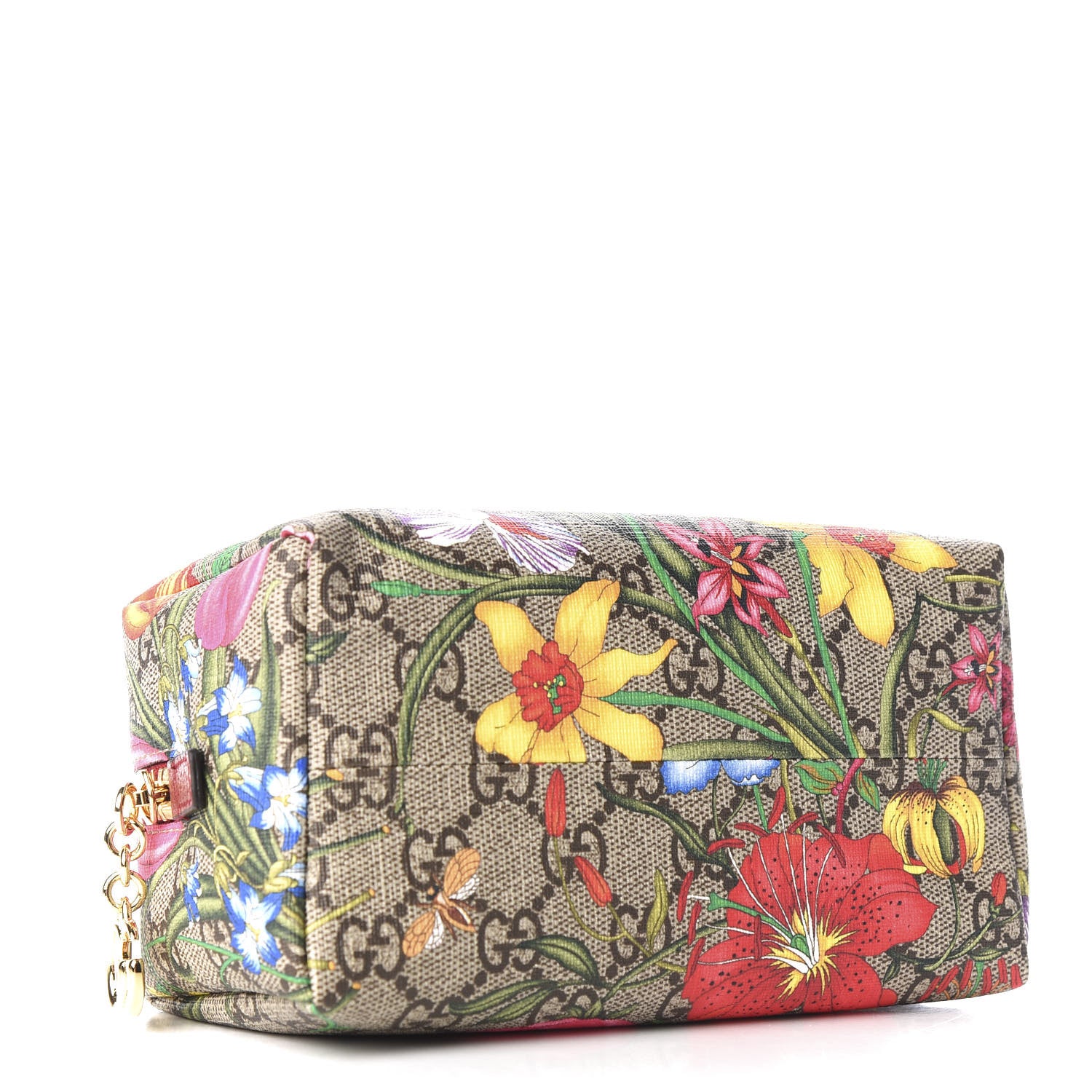 Gucci Soft GG Supreme Monogram Flora Calfskin Medium Ophidia Cosmetic Case Beige Ebony Multicolor Rosso 3 of 10
