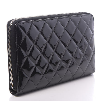 Chanel Patent Quilted Large Zip Around Organizer Wallet So Black 3 of 10
