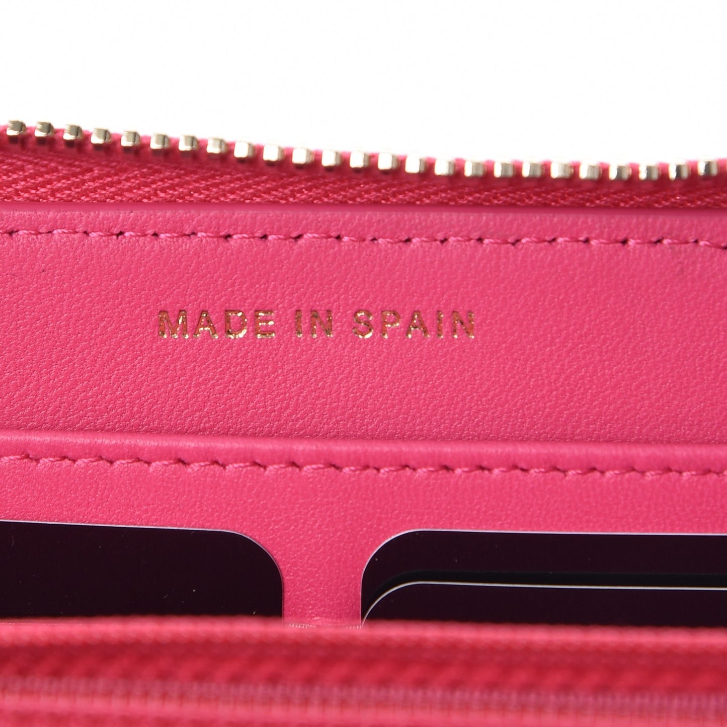 Lambskin Quilted Large Gusset Zip Around Wallet Fuchsia