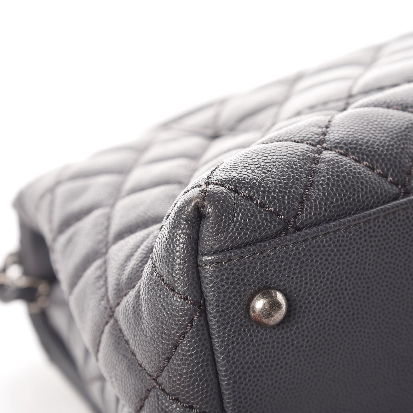Caviar Quilted Small Coco Handle Flap Gray