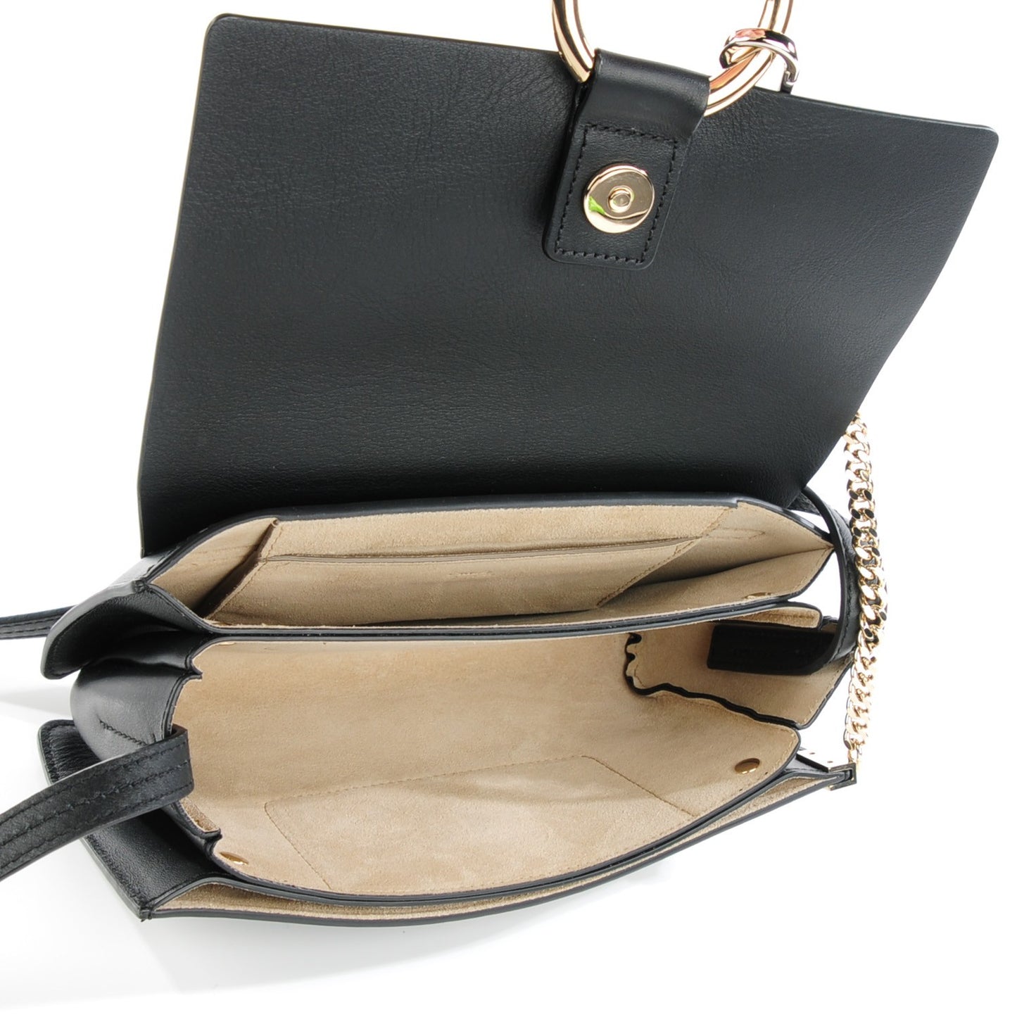 Suede Calfskin Small Faye Shoulder Bag Black