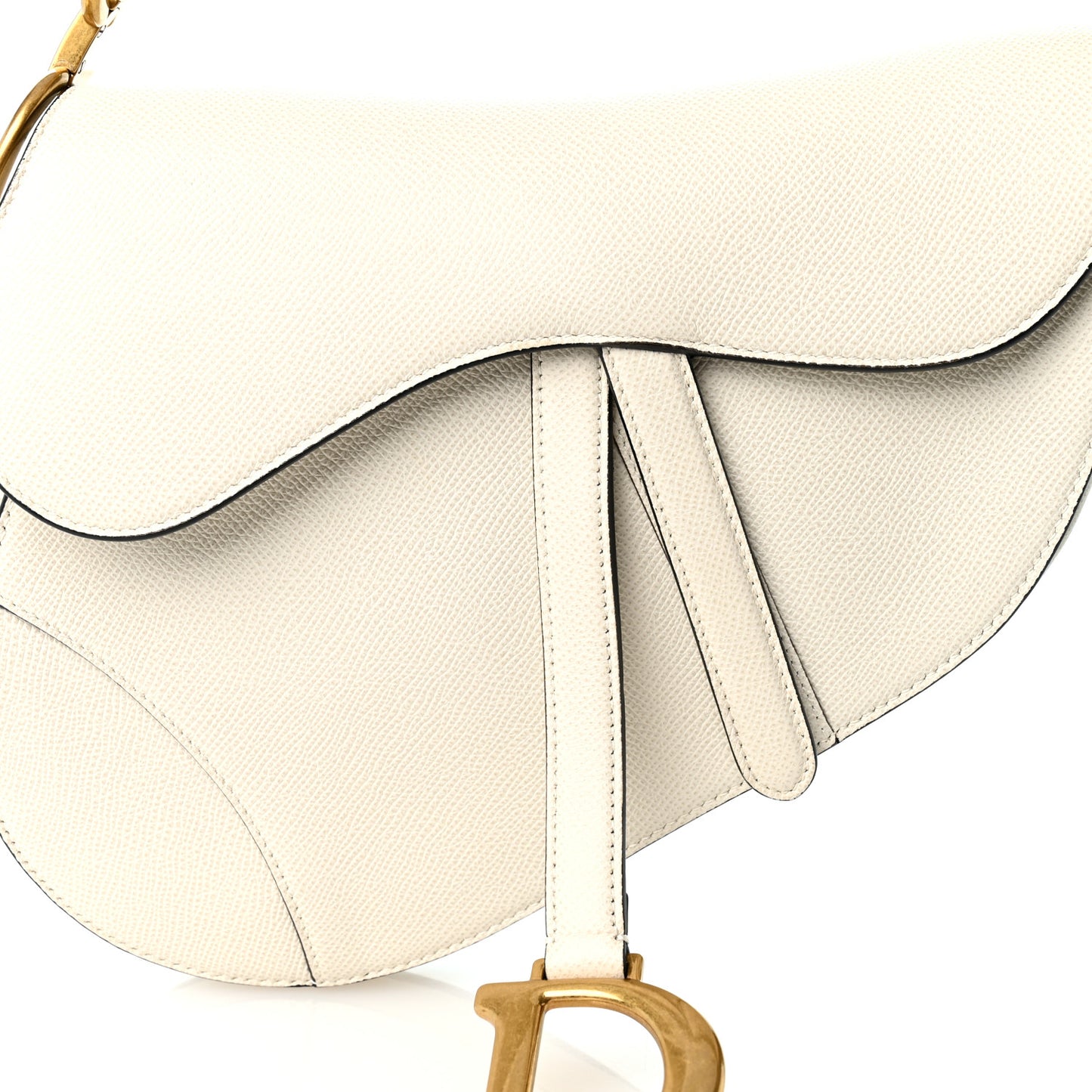Grained Calfskin Saddle Bag White