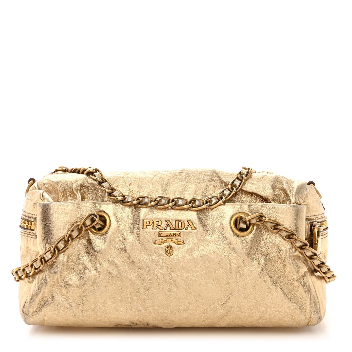 Metallic Nappa Shoulder Bag Platino