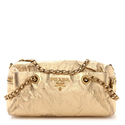 Prada Metallic Nappa Shoulder Bag Platino 3 of 19