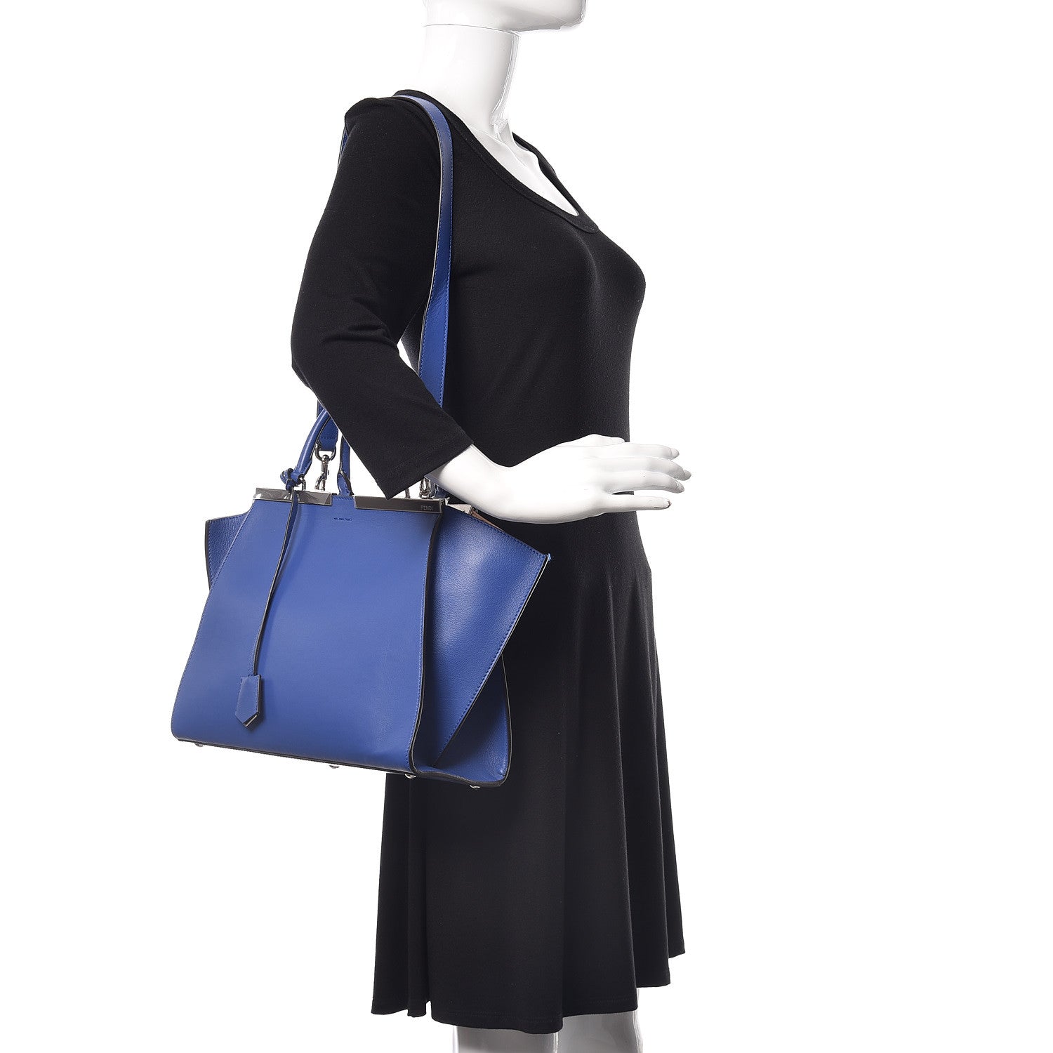 Fendi Vitello Dolce Shiny Nappa Petite 3Jours Tote Blue Neon Rosa Plaster 2 of 13