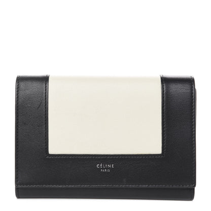 Celine Smooth Lambskin Medium Frame Multifunction Wallet Black White 1 of 7