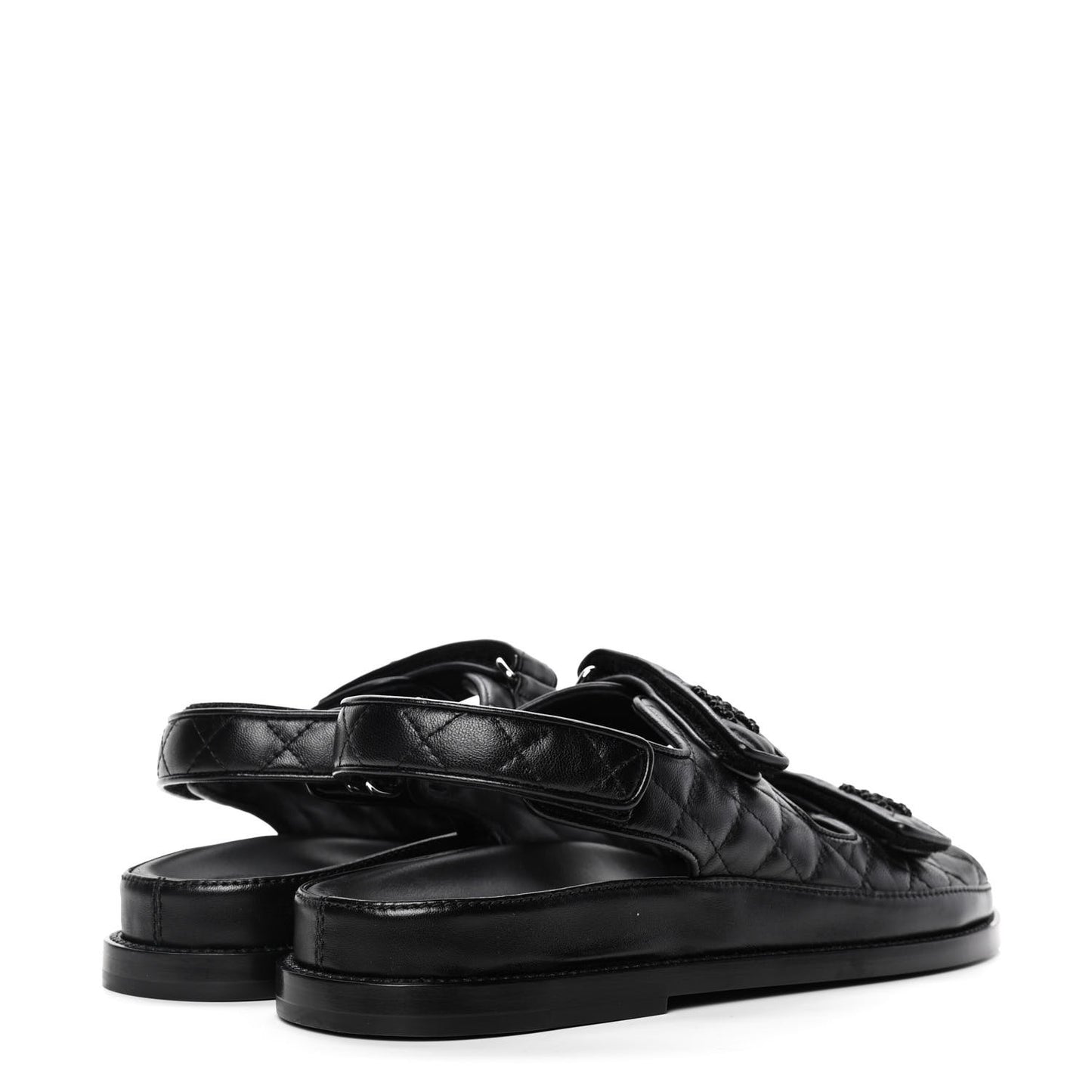 Lambskin Velcro Dad Sandals 40 Black