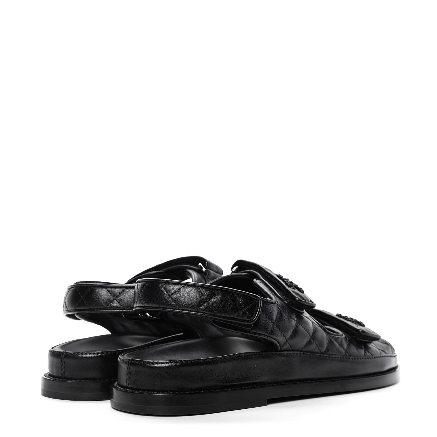 Chanel Lambskin Velcro Dad Sandals 40 Black 3 of 5