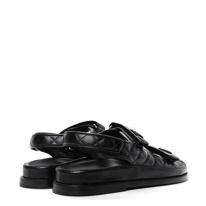 Chanel Lambskin Velcro Dad Sandals 40 Black 3 of 5