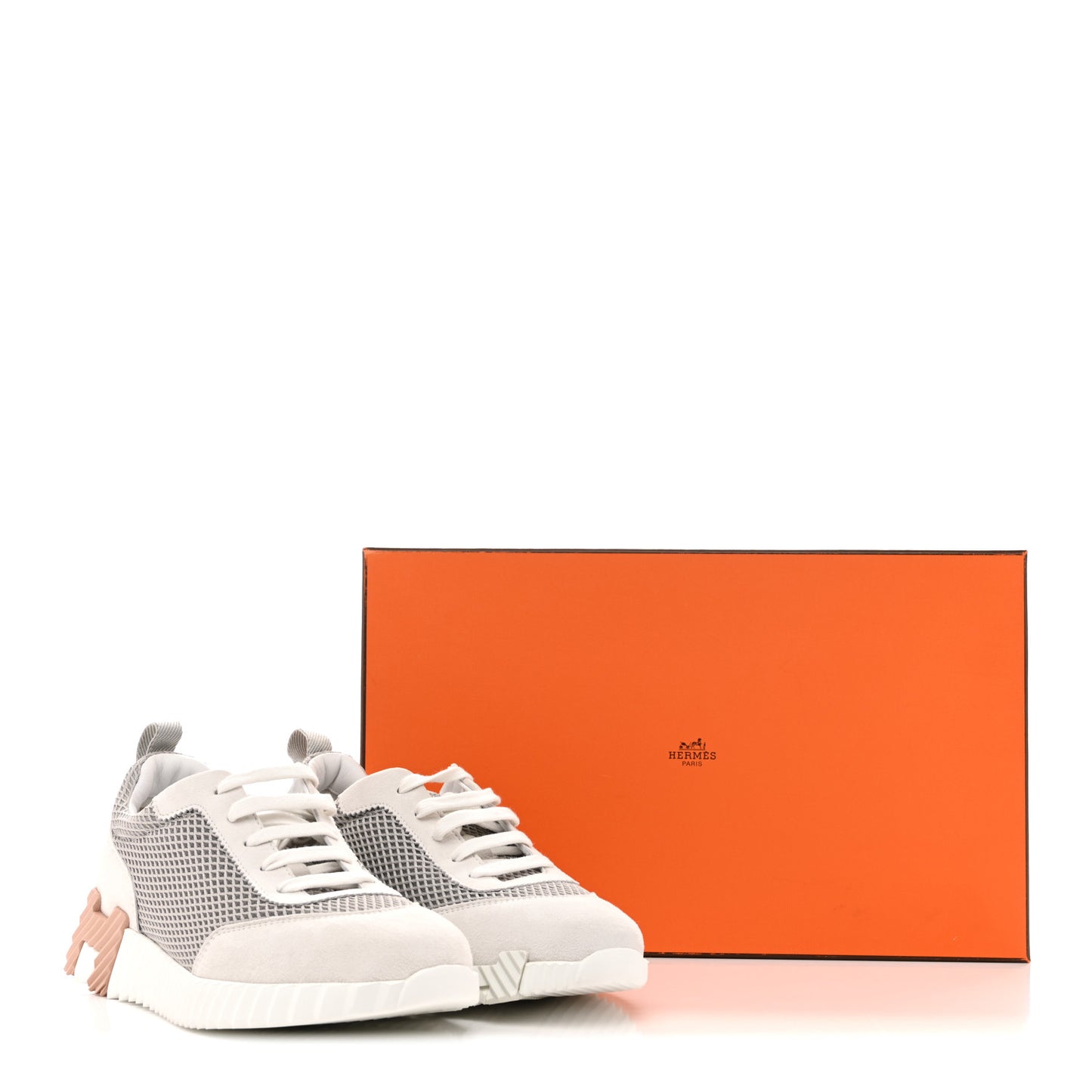 Air Mesh Suede Goatskin Bouncing Sneakers 38.5 Gris Lulea White