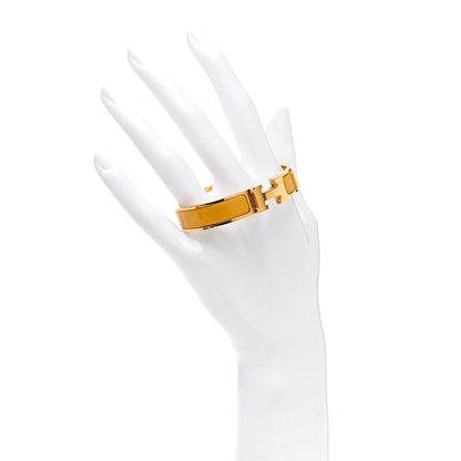Hermes Enamel Narrow Clic Clac H Bracelet PM Jaune Madras 2 of 5