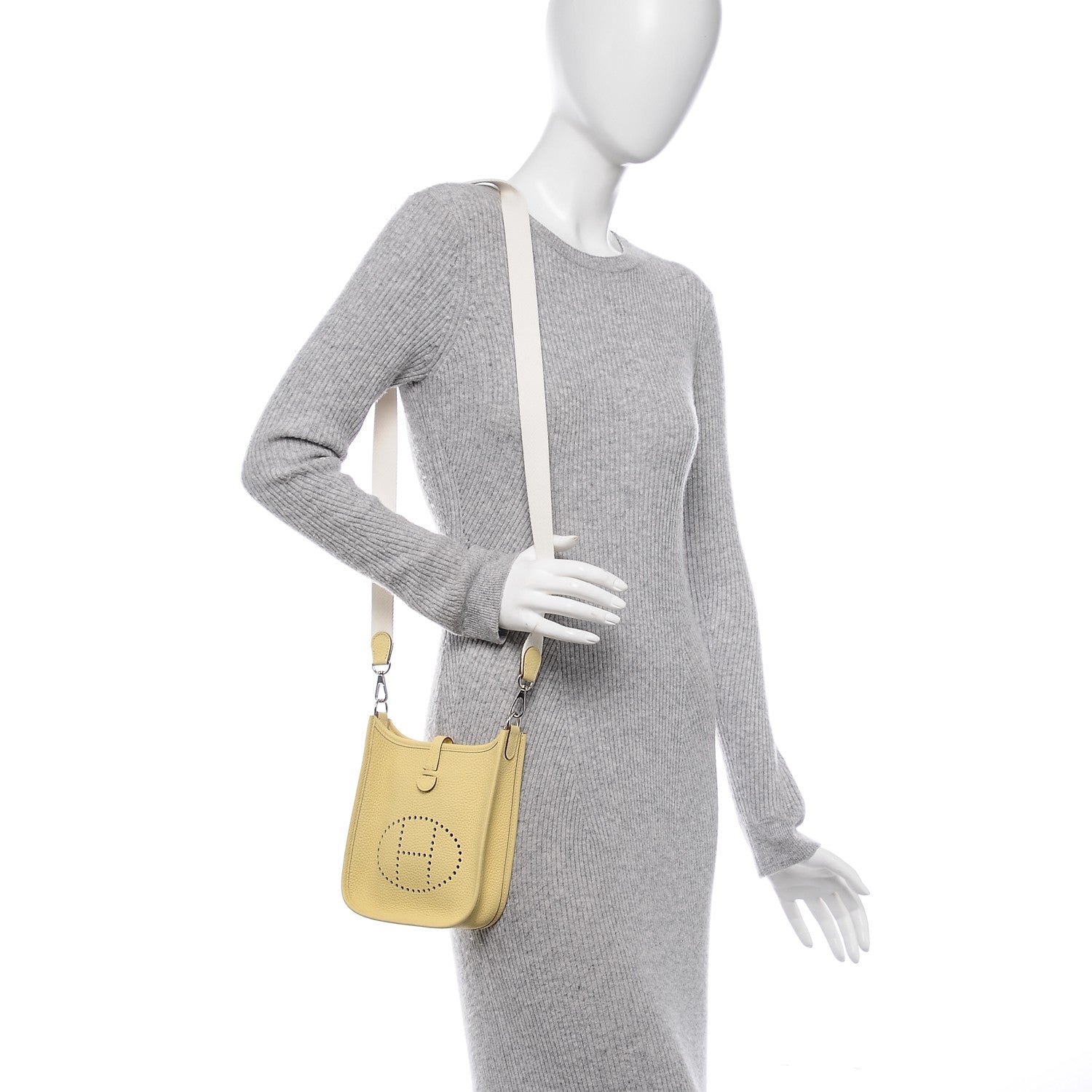 Hermes Taurillon Clemence Amazone Evelyne TPM Jaune Poussin Craie 2 of 7