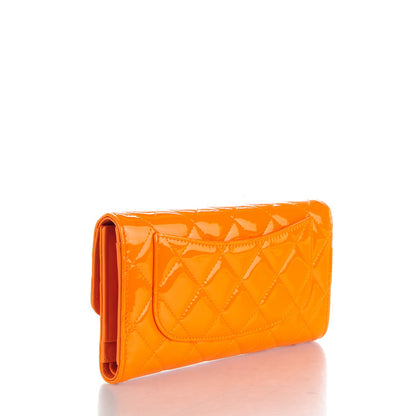 Chanel Patent Quilted Large Flap Wallet Orange 3 of 8