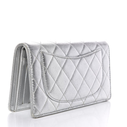 Chanel Metallic Calfskin Quilted Yen Wallet Dark Silver 3 of 13