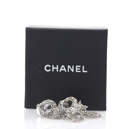 Chanel Strass Crystal CC Star Drop Earrings Silver 5 of 5