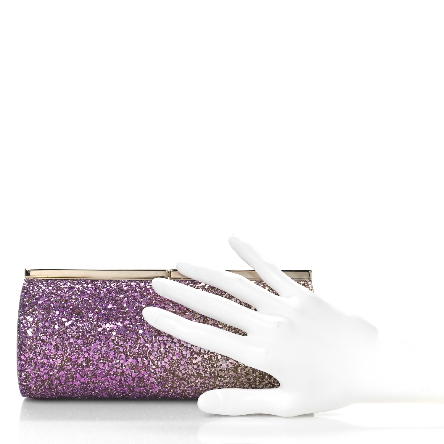 Jimmy Choo Coarse Glitter Trinket Clutch Pink Gold 2 of 9