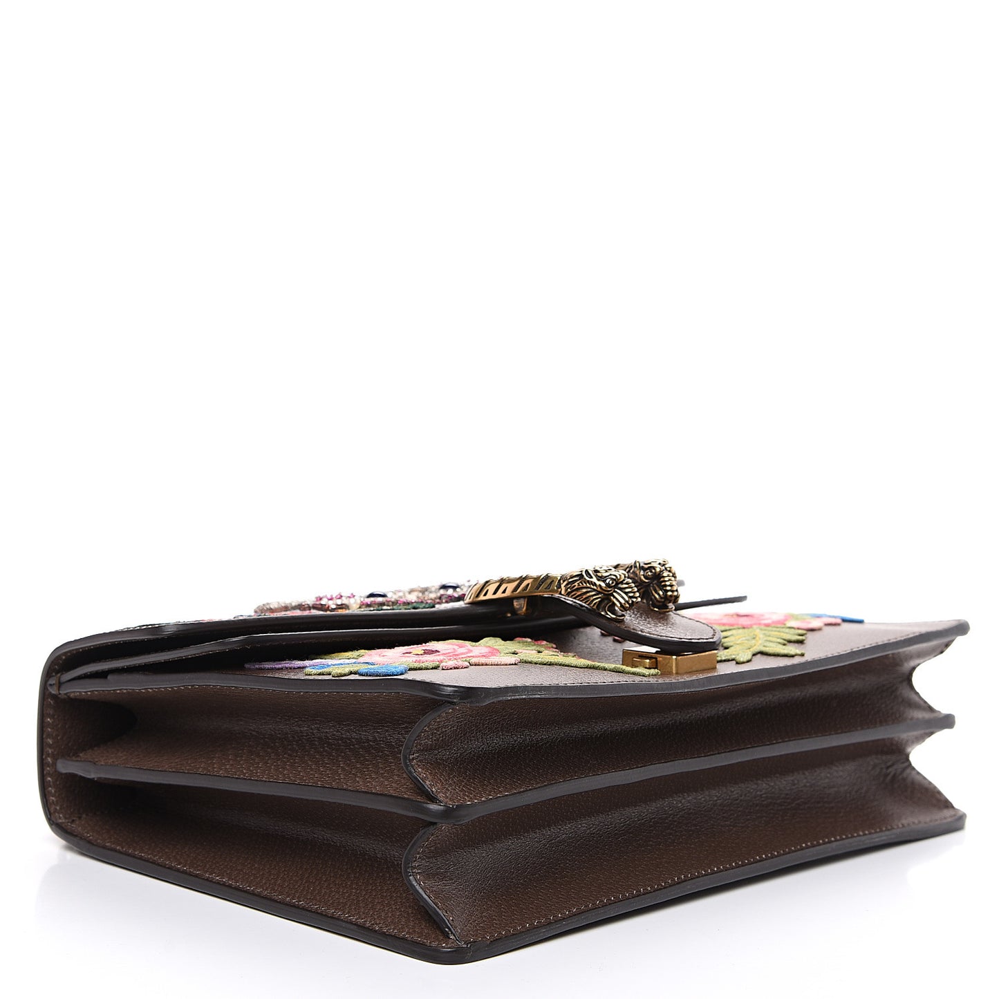 Calfskin Web Owl Embroidered Medium Dionysus Shoulder Bag New Acero Multicolor