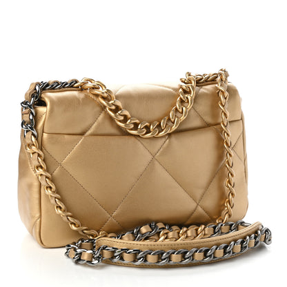 Chanel Metallic Goatskin Quilted Medium Chanel 19 Flap Gold 3 of 11