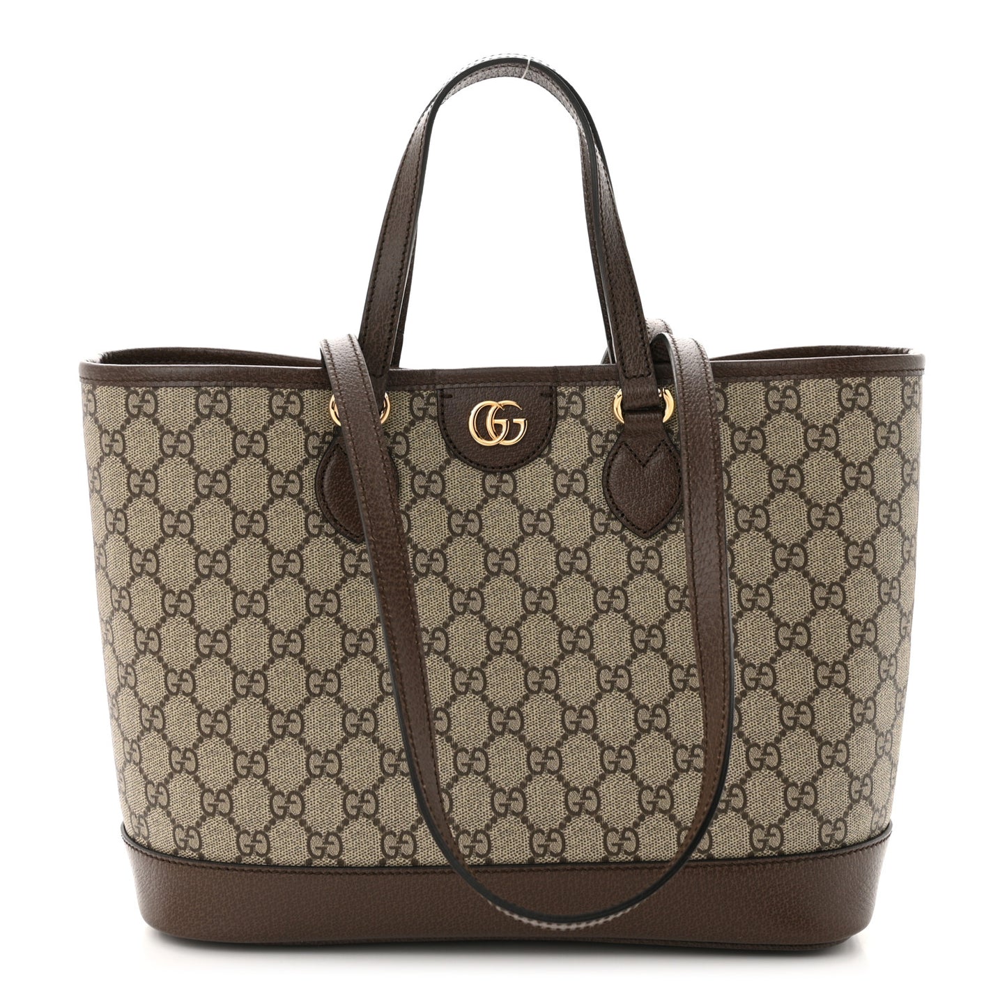 GG Supreme Monogram Textured Calfskin Small Ophidia Shoulder Tote Bag Beige Ebony New Acero