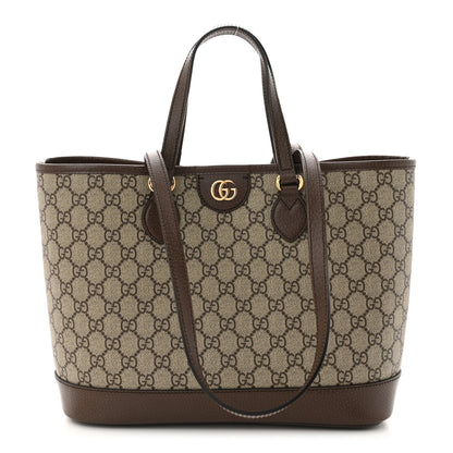 Gucci GG Supreme Monogram Textured Calfskin Small Ophidia Shoulder Tote Bag Beige Ebony New Acero 1 of 10