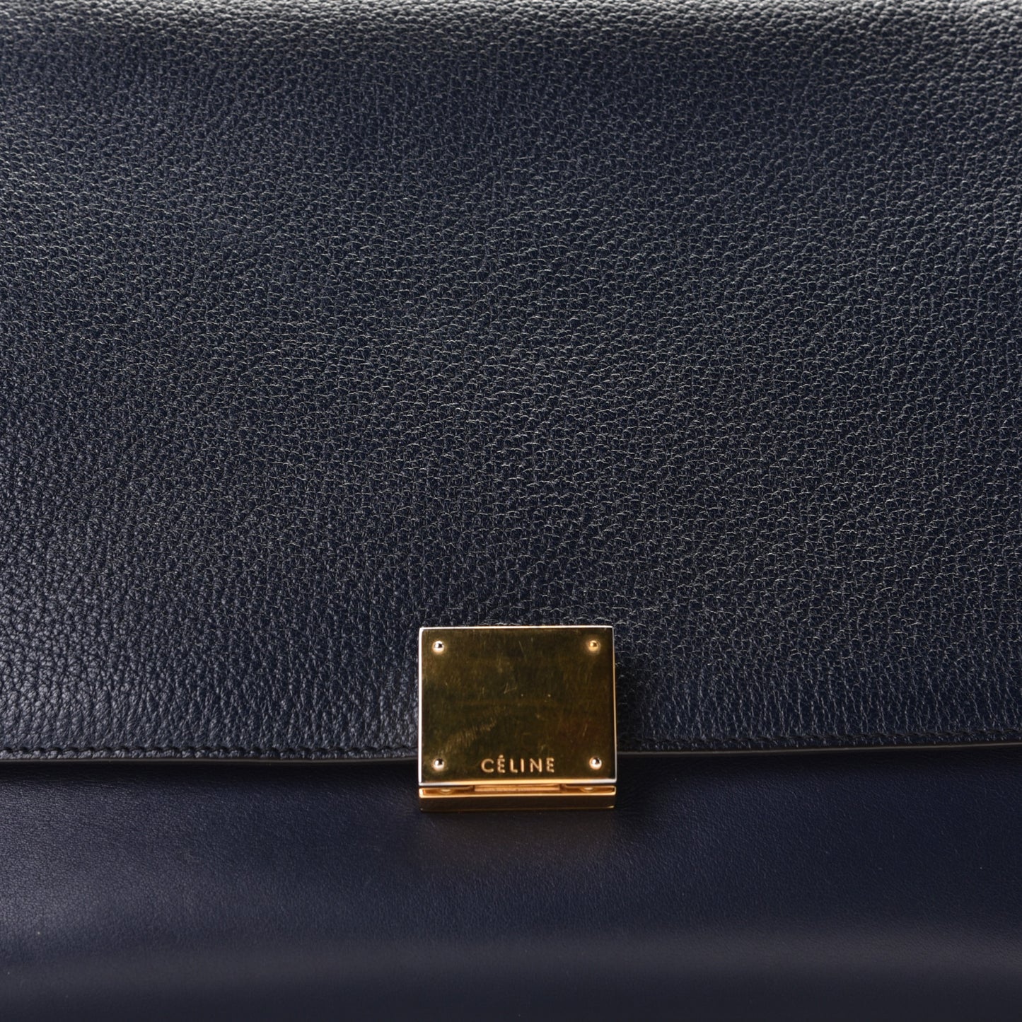Drummed Calfskin Suede Medium Trapeze Navy Blue