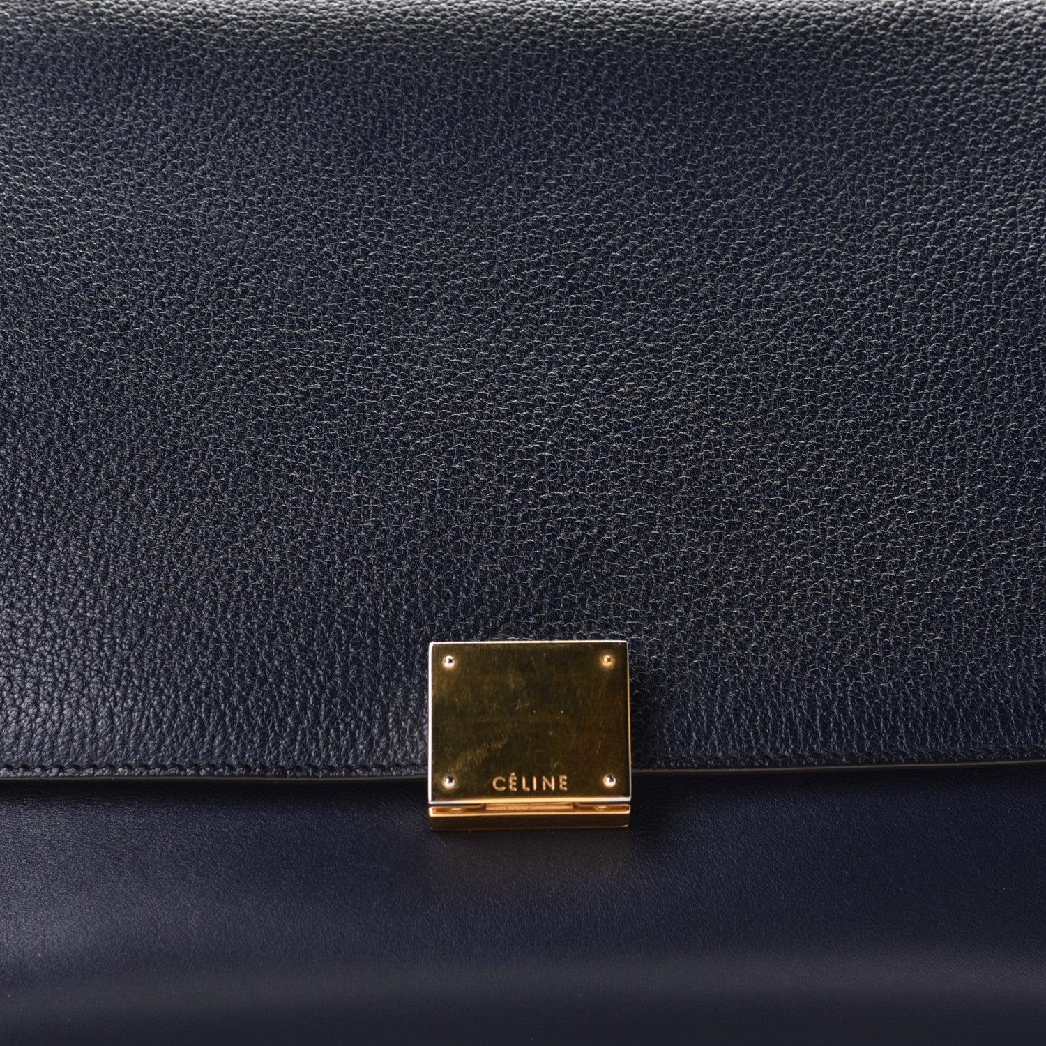 Celine Drummed Calfskin Suede Medium Trapeze Navy Blue 8 of 11