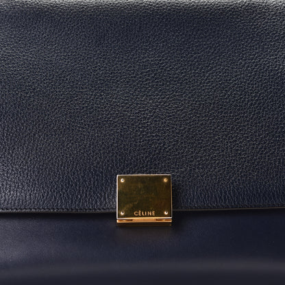 Celine Drummed Calfskin Suede Medium Trapeze Navy Blue 8 of 11