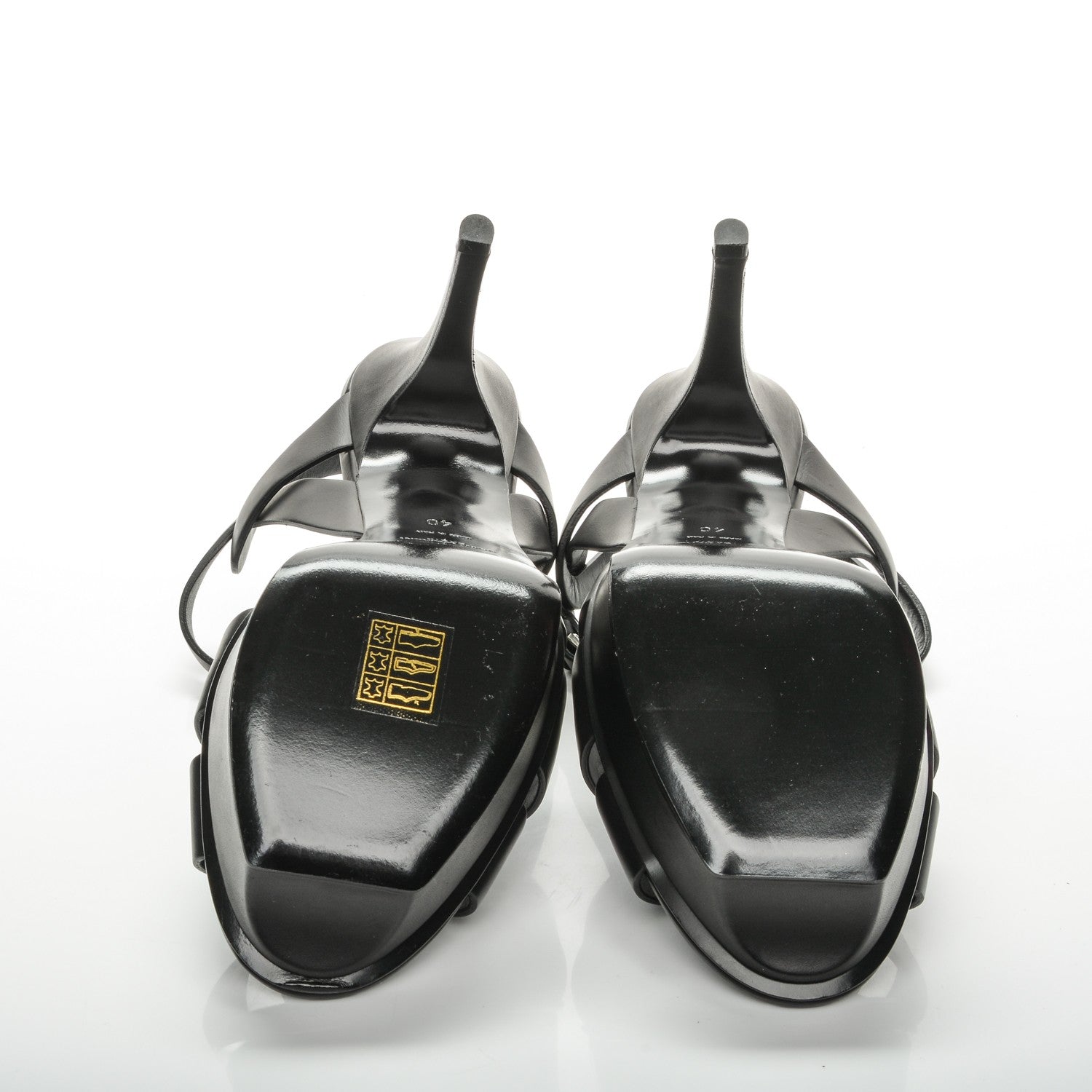 Saint Laurent Calfskin Tribute 75 Platform Sandals 40 Black 6 of 7