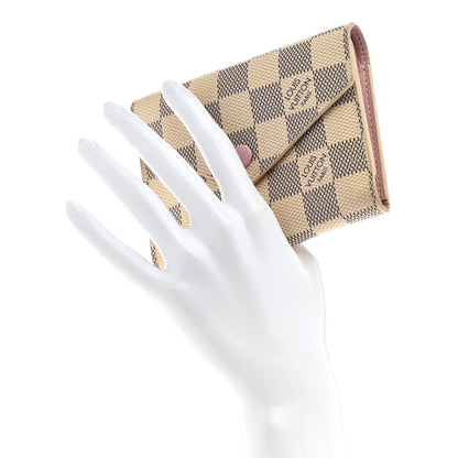 Louis Vuitton Damier Azur Victorine Wallet Rose Ballerine 2 of 7