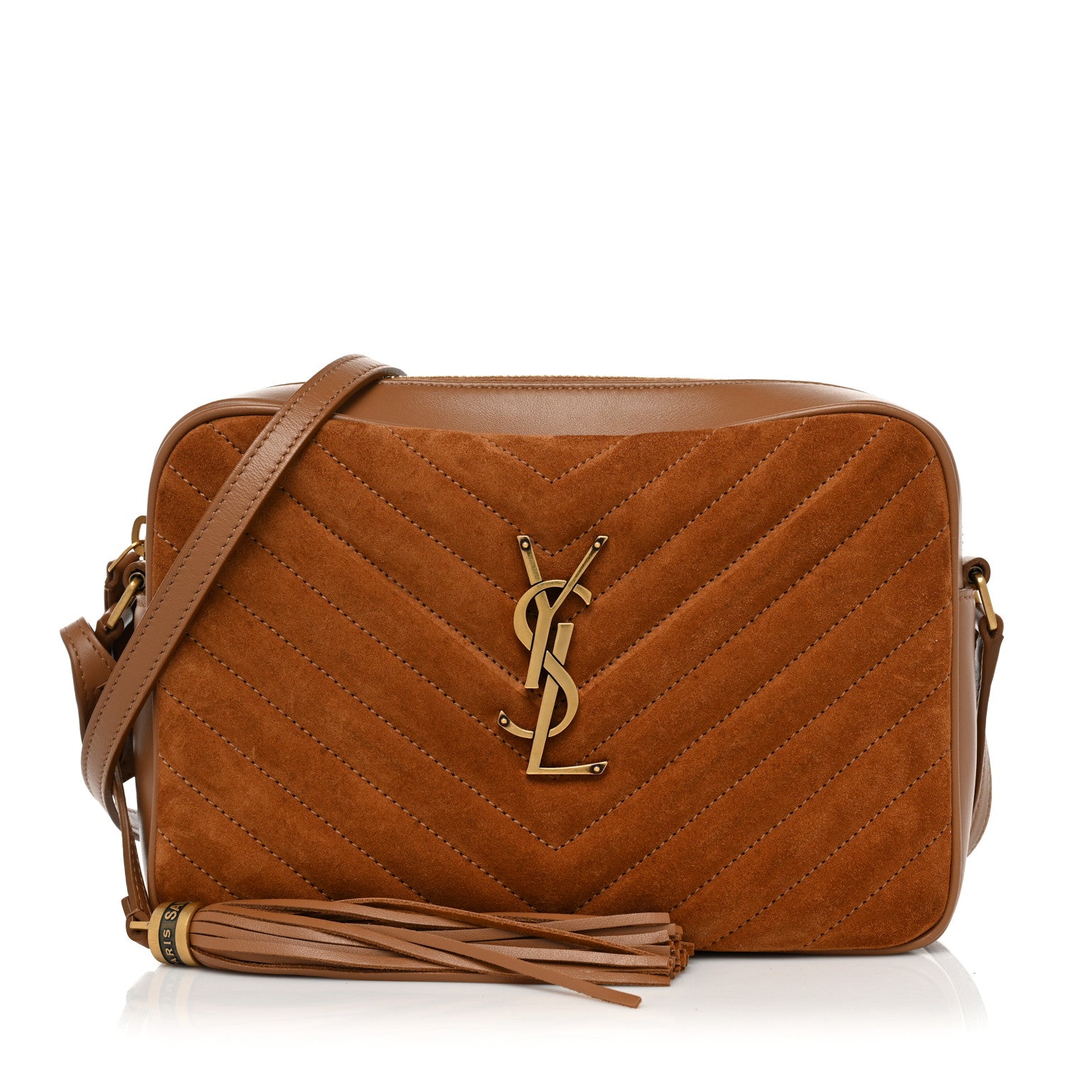 Saint Laurent Suede Matelasse Monogram Lou Camera Bag Cinnamon 1 of 10