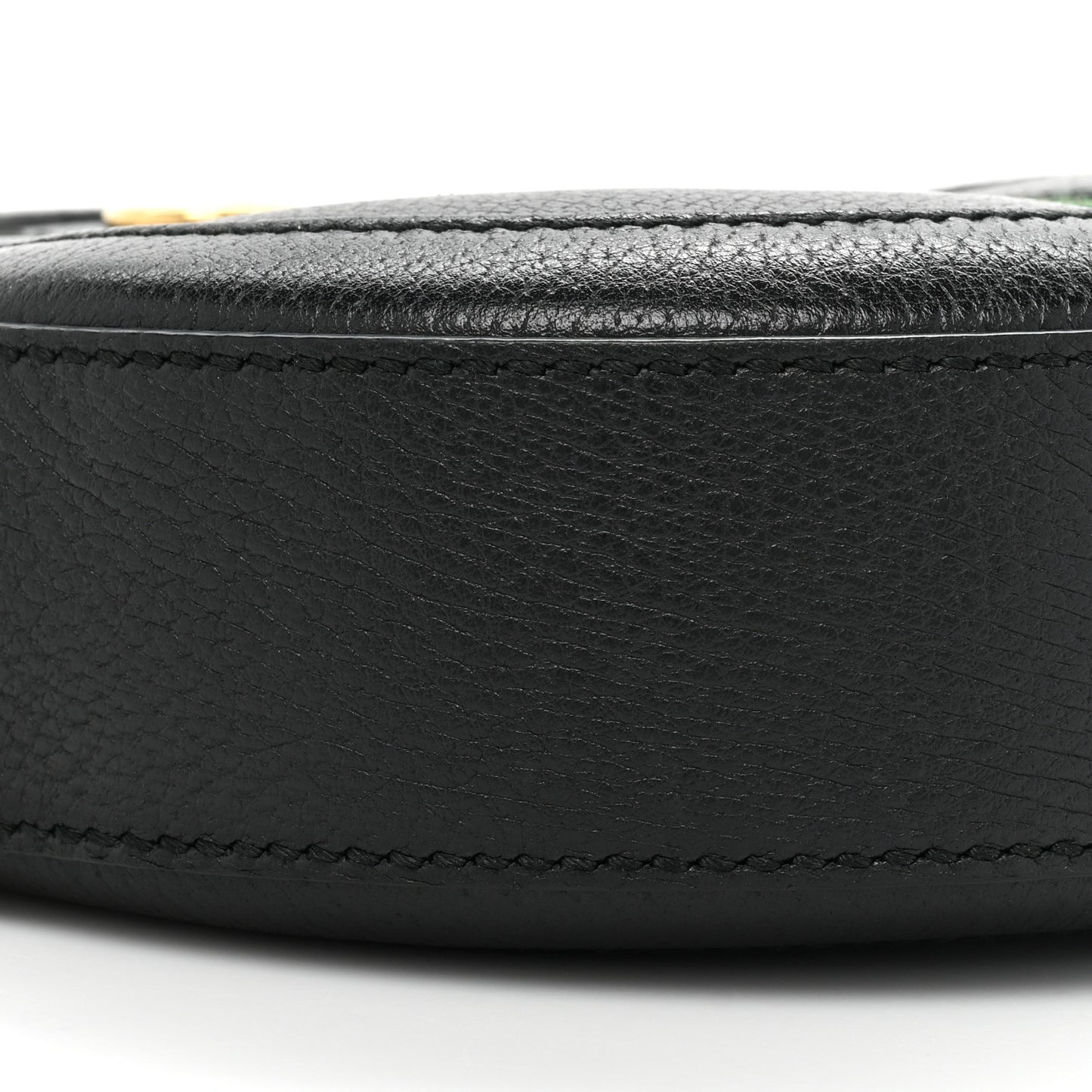 Grained Calfskin Web Mini Ophidia Round Shoulder Bag Black