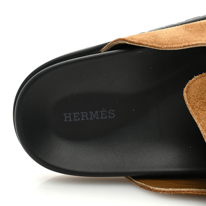 Hermes Suede Calfskin Mens Go Mules 43 Brun Fume 7 of 8
