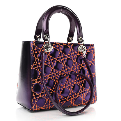 Christian Dior Metallic Lambskin Cannage Medium Anselm Reyle Lady Dior Purple Orange 3 of 15