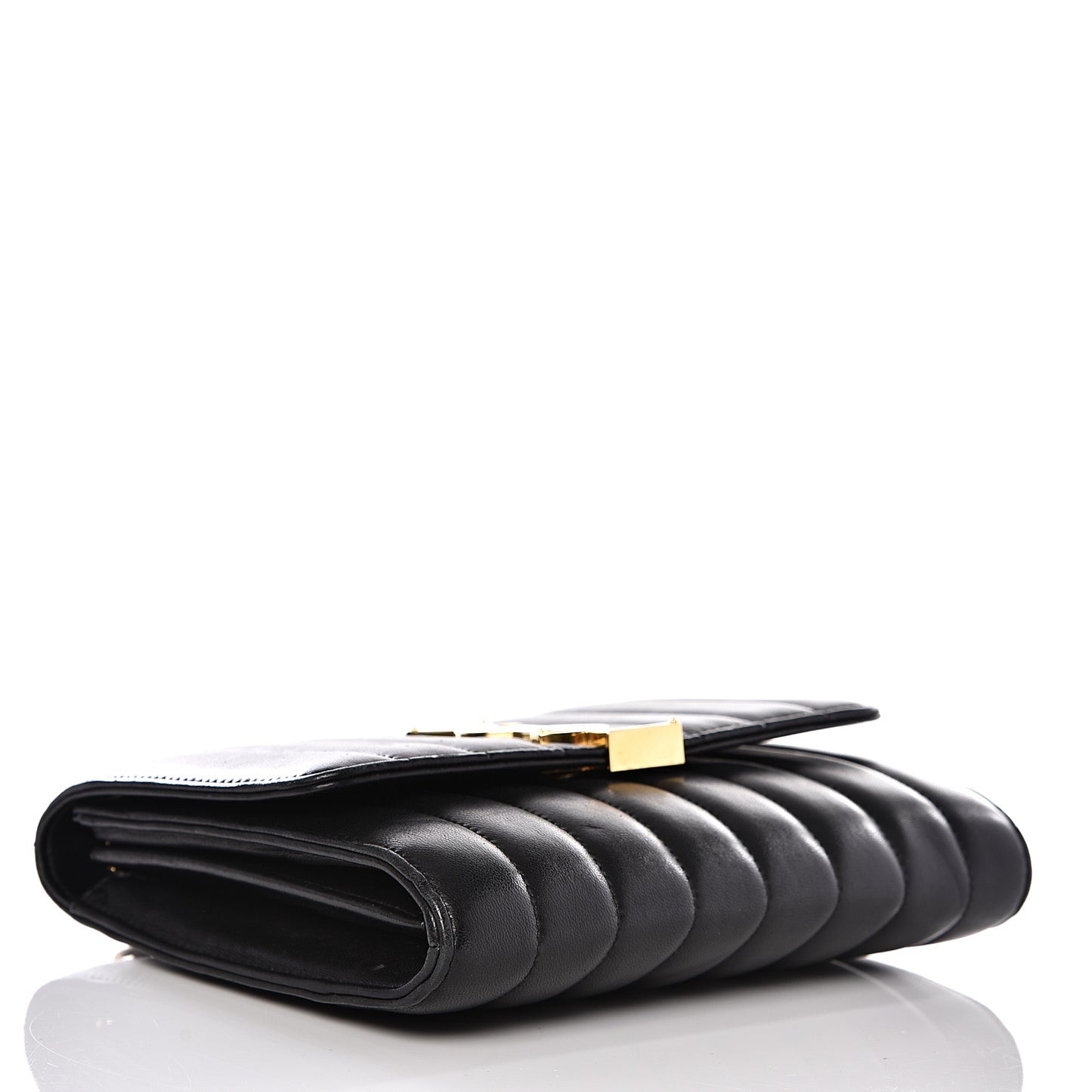 Lambskin Matelasse Monogram Vicky Chain Wallet Black