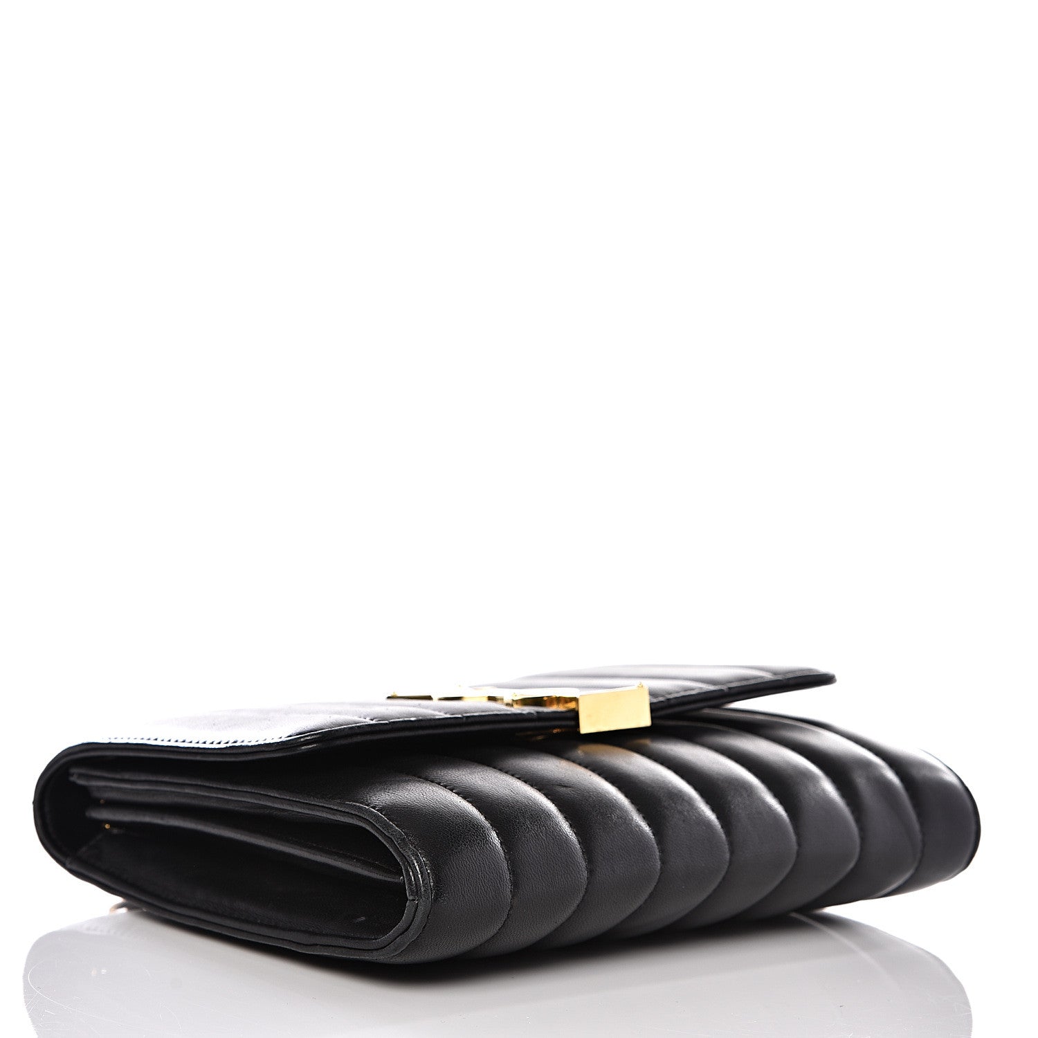 Saint Laurent Lambskin Matelasse Monogram Vicky Chain Wallet Black 3 of 11