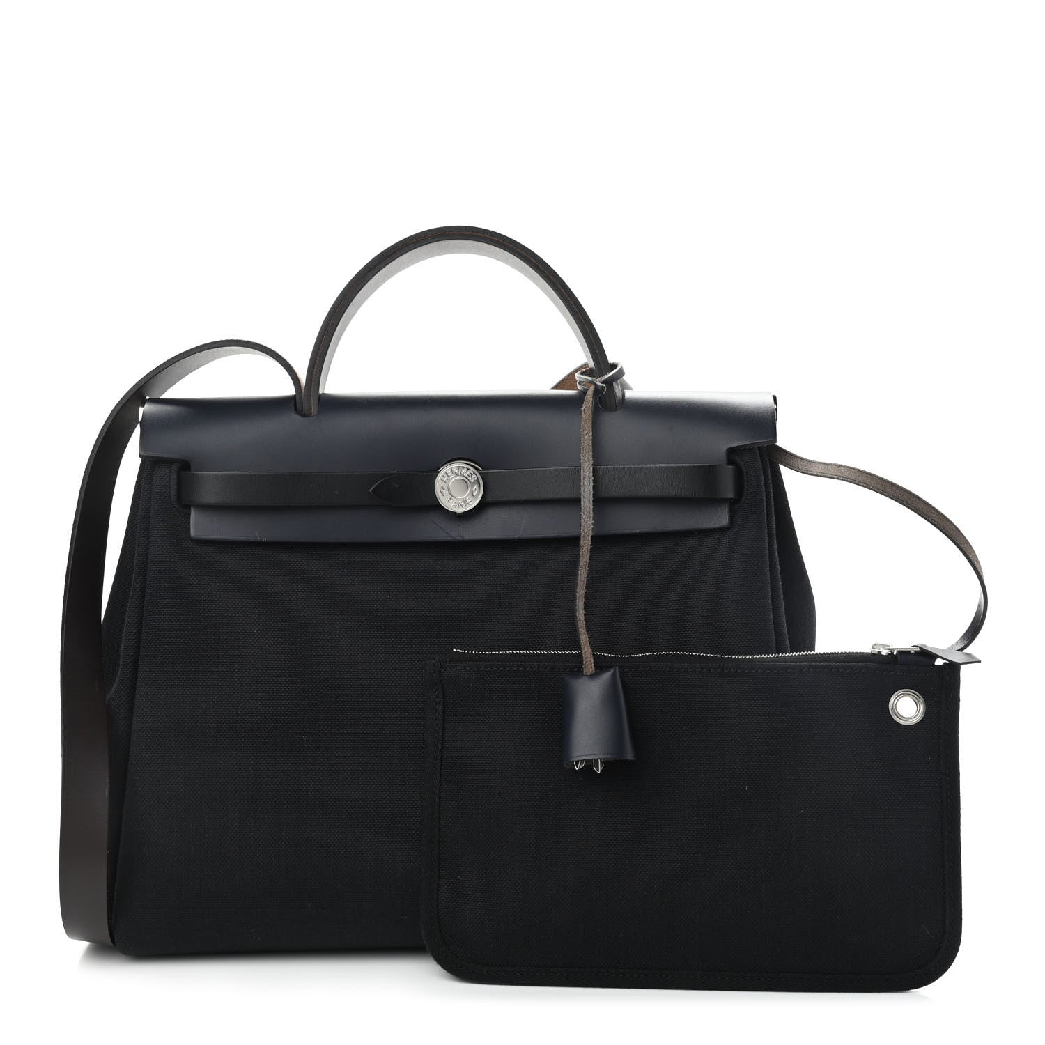 Hermes Military Toile Vache Hunter Herbag Zip Retourne 31 PM Blue Indigo 1 of 13