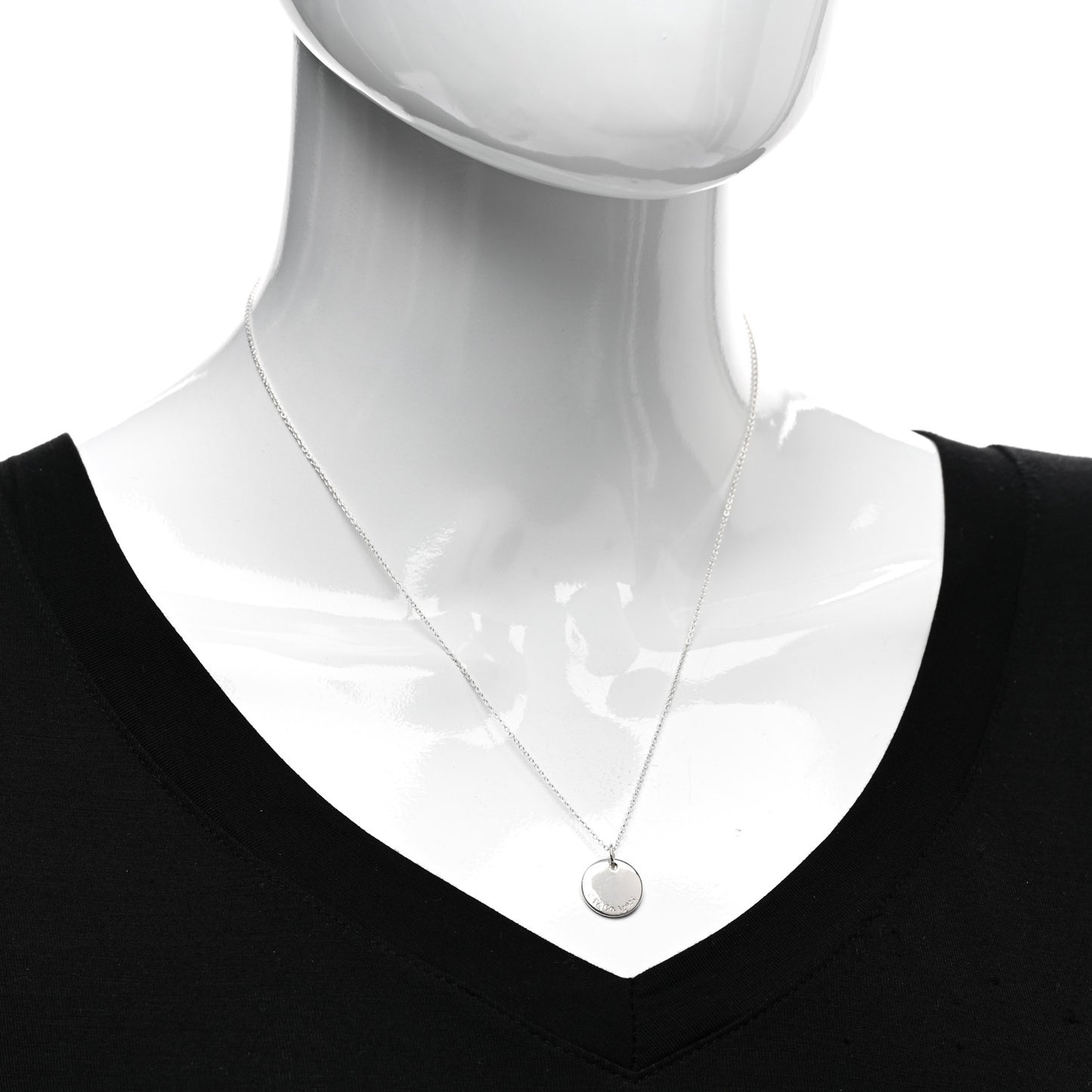 Sterling Silver Letter L Disc Pendant Necklace