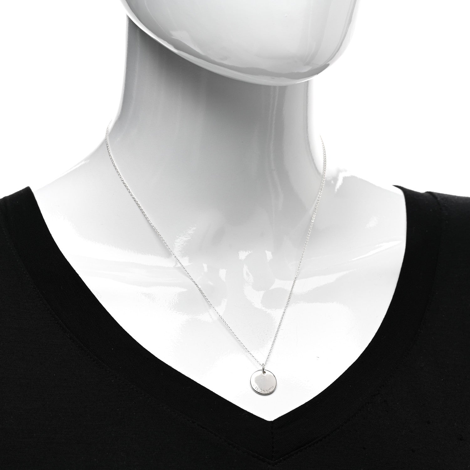 Tiffany Sterling Silver Letter L Disc Pendant Necklace 2 of 4