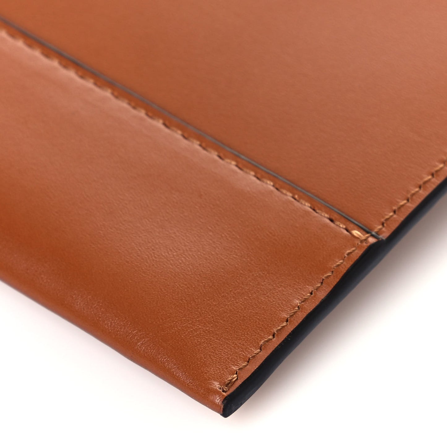 Vitello King Logo Embossed Large Flat Pouch Cuoio