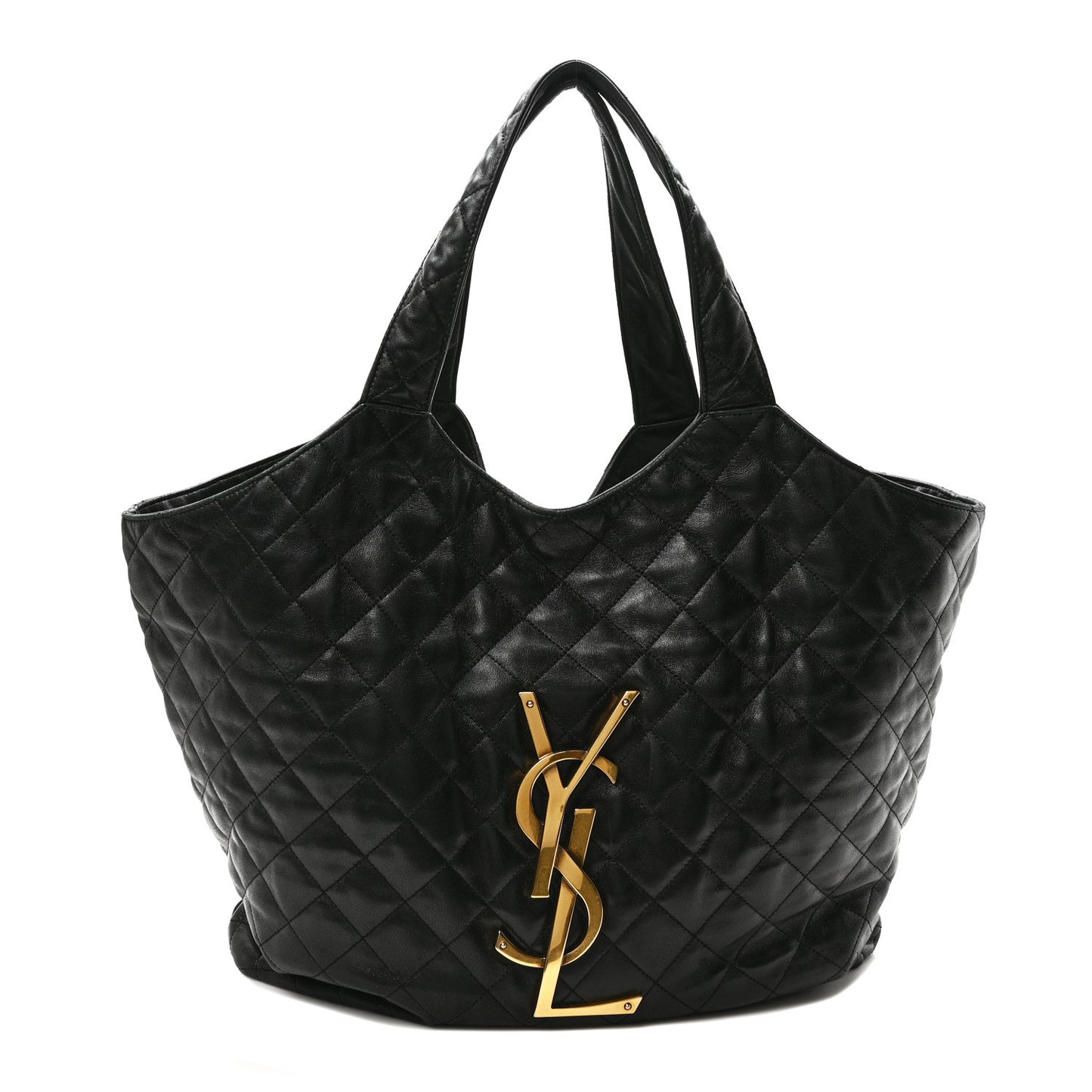 Lambskin Quilted Maxi Icare Shopping Tote Black