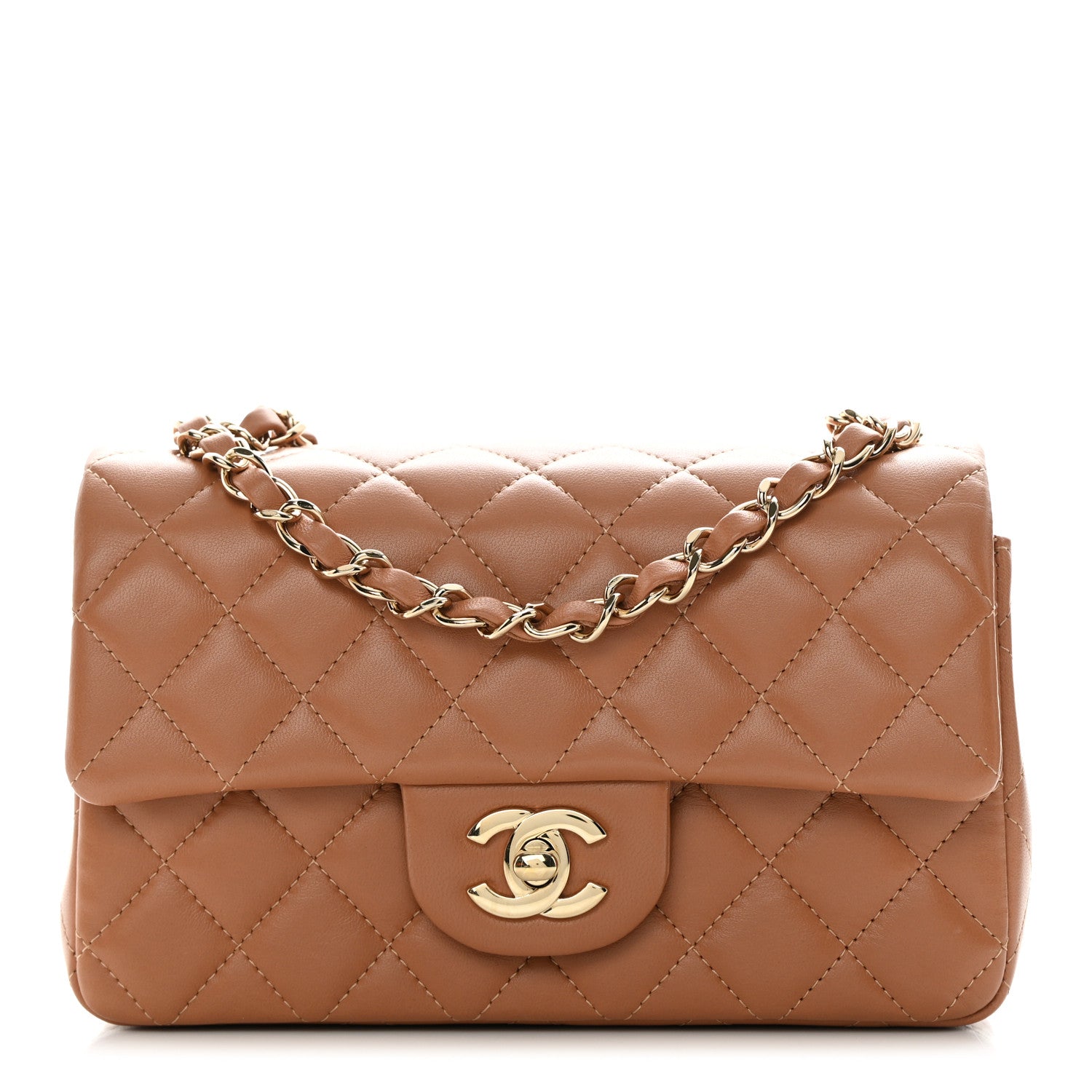 Chanel Lambskin Quilted Mini Rectangular Flap Dark Beige 1 of 11