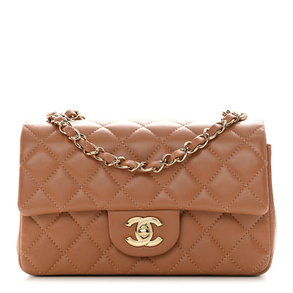 Chanel Lambskin Quilted Mini Rectangular Flap Dark Beige 1 of 11